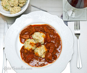 Austrian beef stew served with dumplings