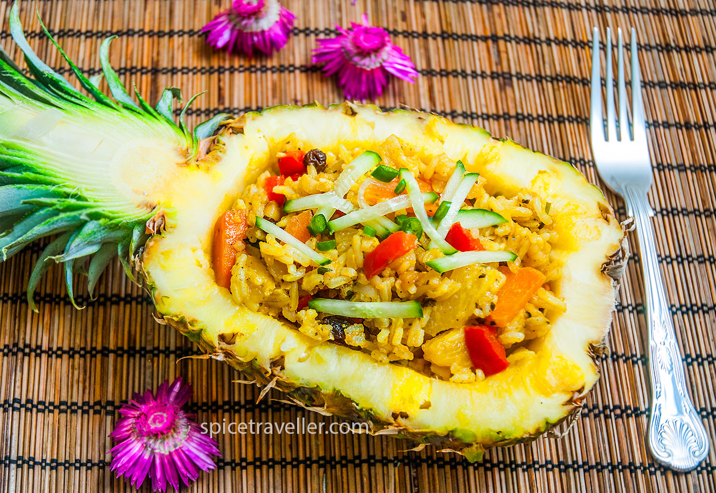 nasi goreng fried rice in pineapple half