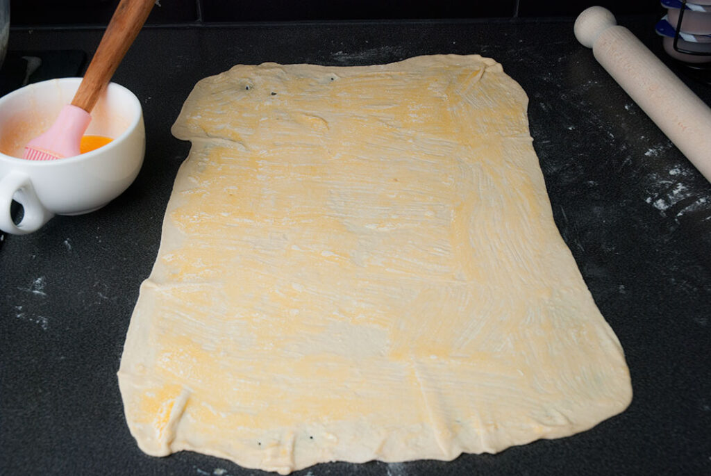 Layered butter bread dough