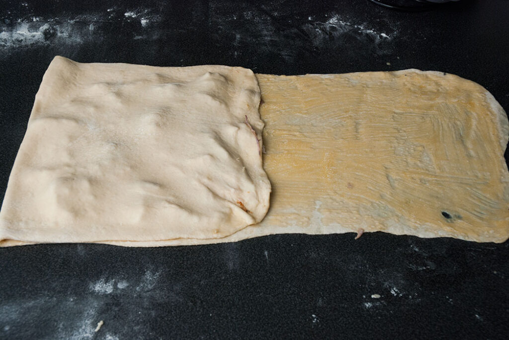 layered butter bread dough stretch