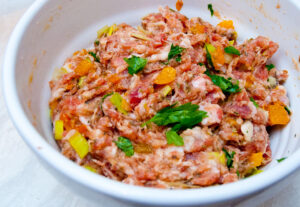 Pork stuffing in a bowl