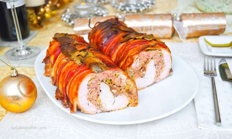 Christmas turkey roulade with stuffing