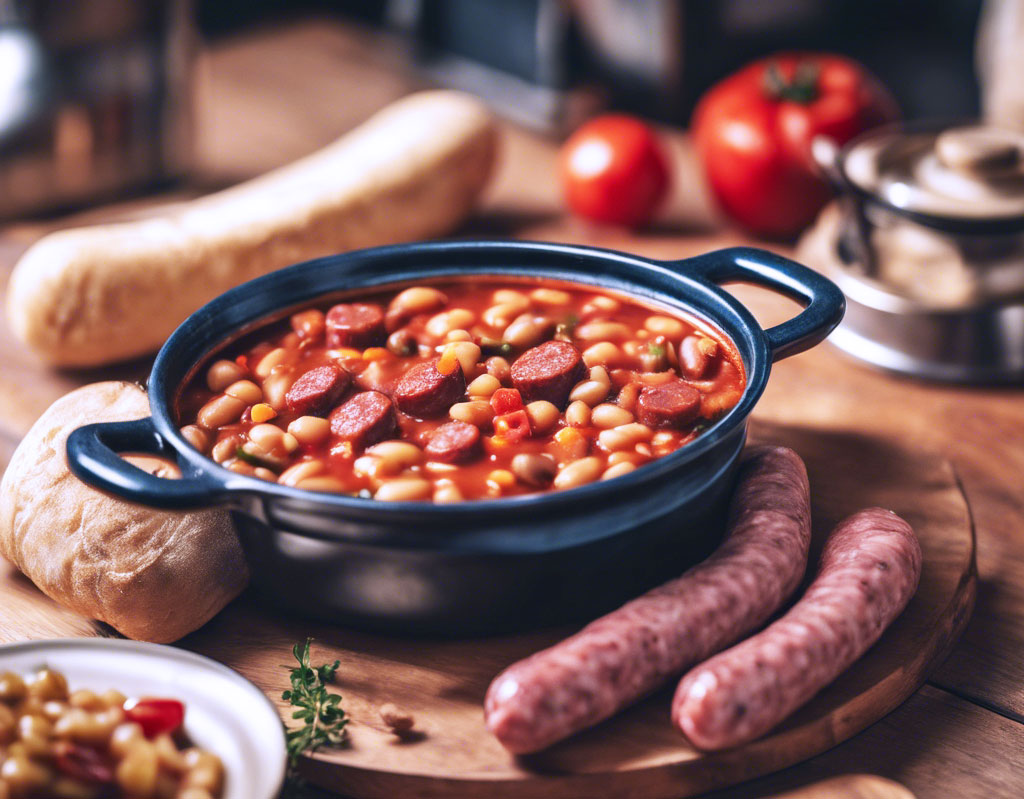Spanish bean and chorizo sausage soup - Fabada