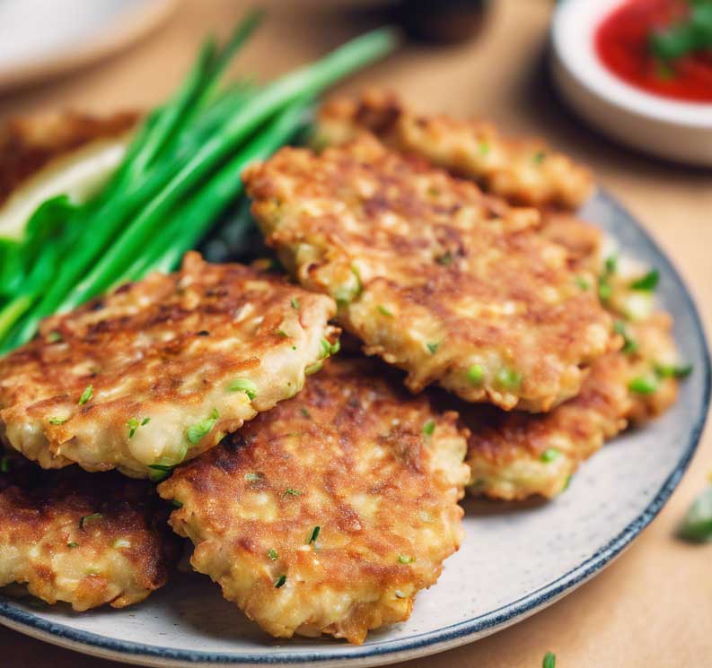 Korean tuna and spring onion fritters 