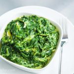 Simple creamy spinach Croatian style, in a white bowl