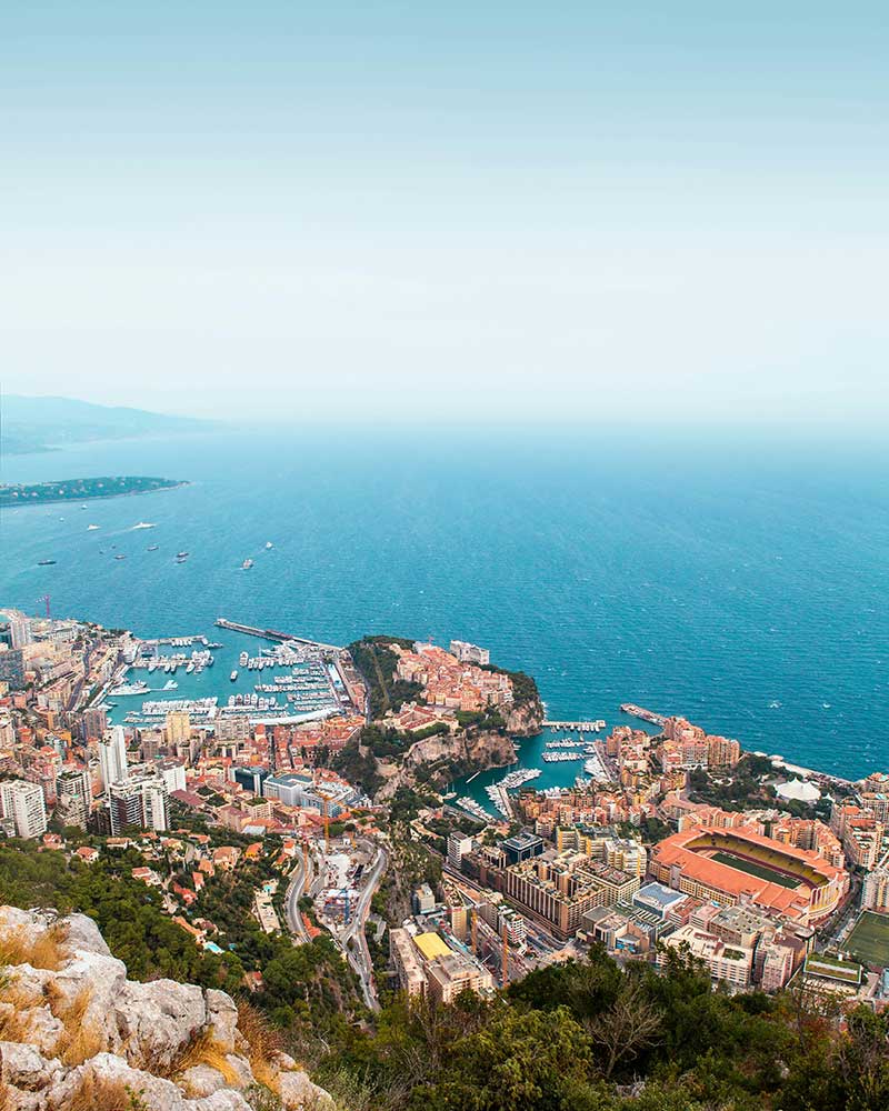 Monte Carlo photographed from the hills on sunny day