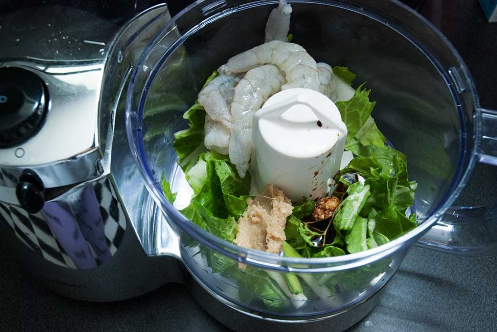 Filling ingredients in a blender ready to whizz.