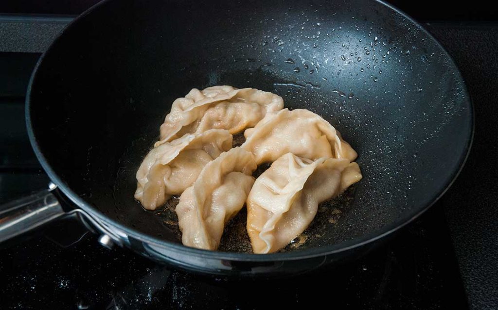 Perfectly done Chinese dumplings - potstickers