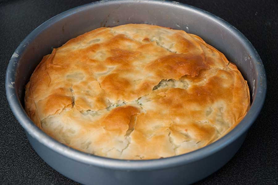 Freshly baked  spinach and cheese borek.