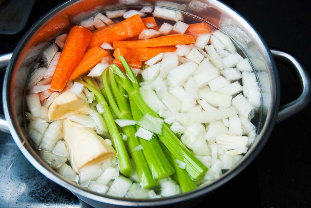 Add carrots, onions and celery to the pot.