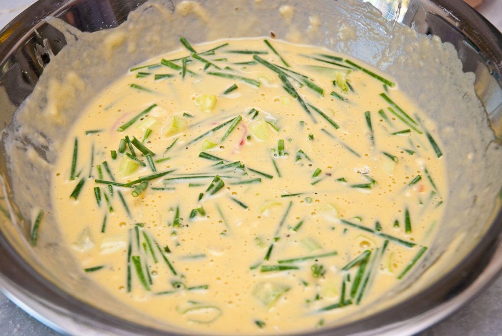 Korean chives pancake batter, ready to fry.
